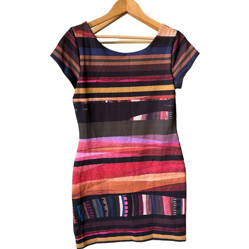 Desigual vibrant colorful bodycon dress, size L