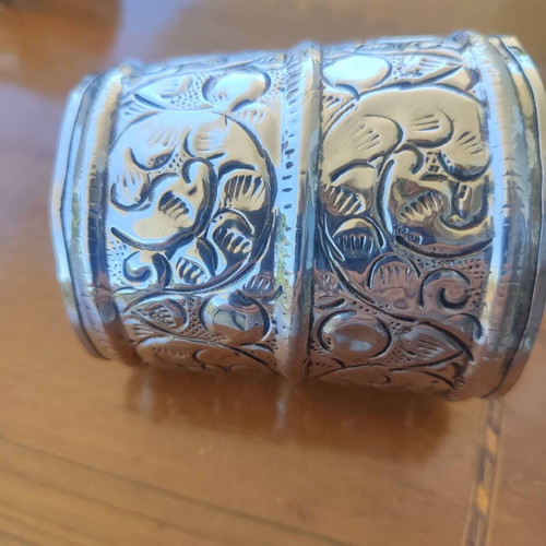 Silver-plated bracelet cuff like new with intricate engravings
