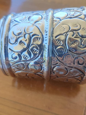 Silver-plated bracelet cuff like new with intricate engravings