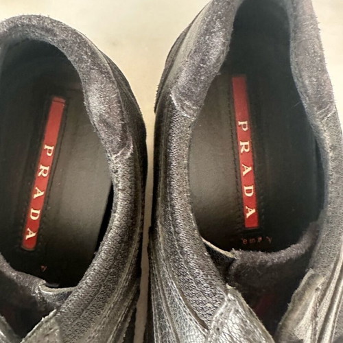 Prada leather black sneaker used, men's, size 39