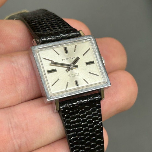Albona 17 Jewels Swiss watch like new with leather strap