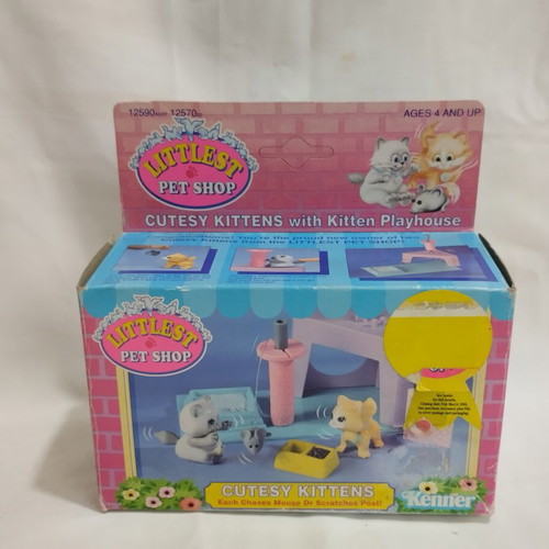 Littlest Pet Shop Cutesy Kittens with Kitten Playhouse Kenner 1992 new