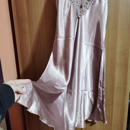 Satin jumpsuit with straps like new, light purple metallic, size XL