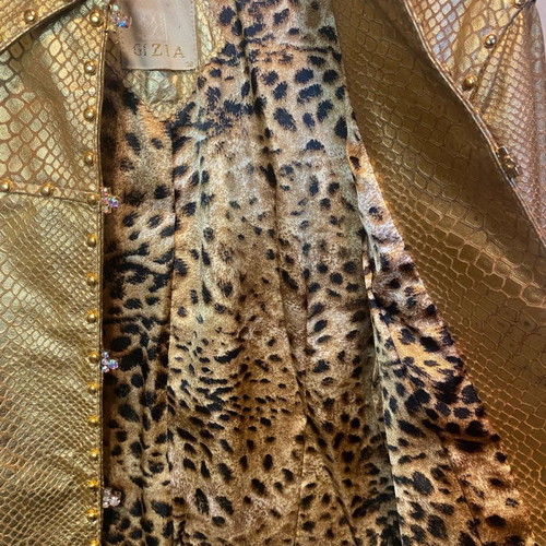 Gizia leather jacket used, gold, size S