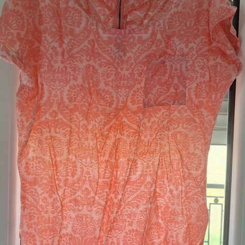 Blouse with back zipper used, orange, one size