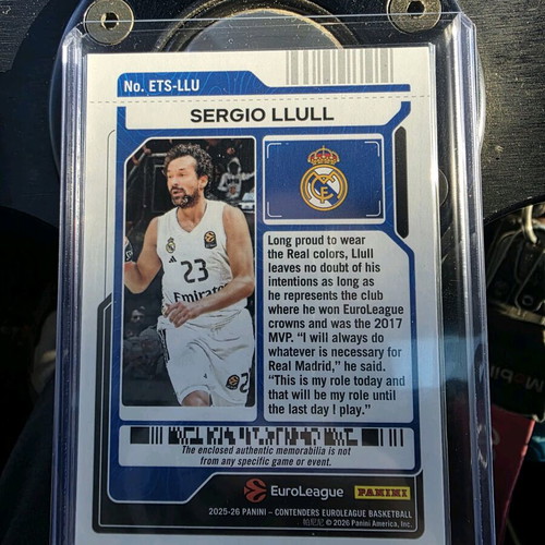 Sergio Llull Panini Contenders EuroLeague 2025-26 Season Ticket Jersey Patch new