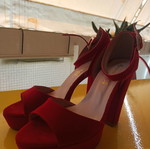 Stefania women's red leather high-heeled sandals used, size 40