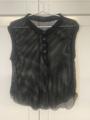 Zadig & Voltaire Black Mesh Henley Tank Top like new, size S