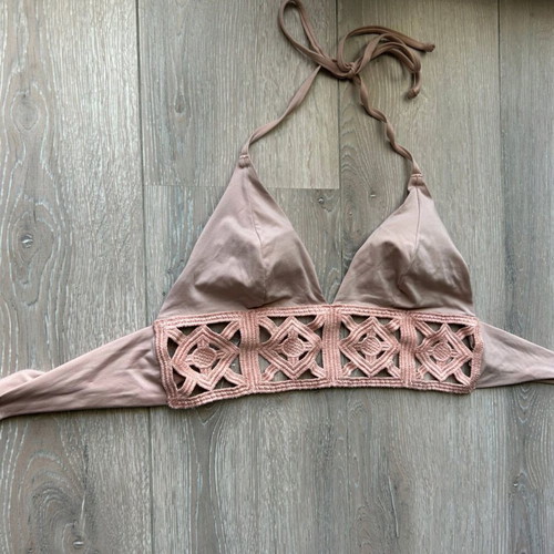 Women's swimwear top pink patterned like new