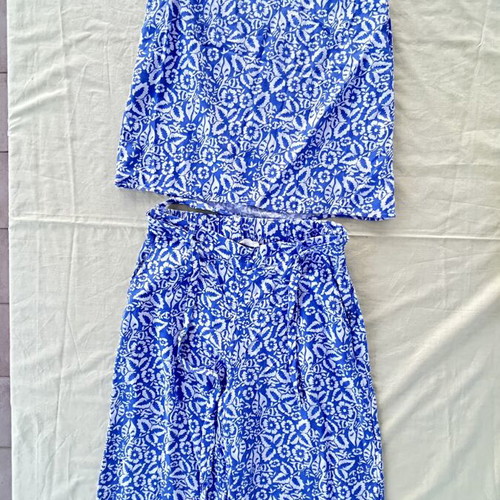Palazzo pants and blouse set new, white and blue