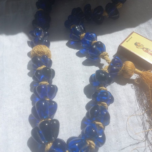 Decorative tabletop worry beads like new, deep blue with gold details