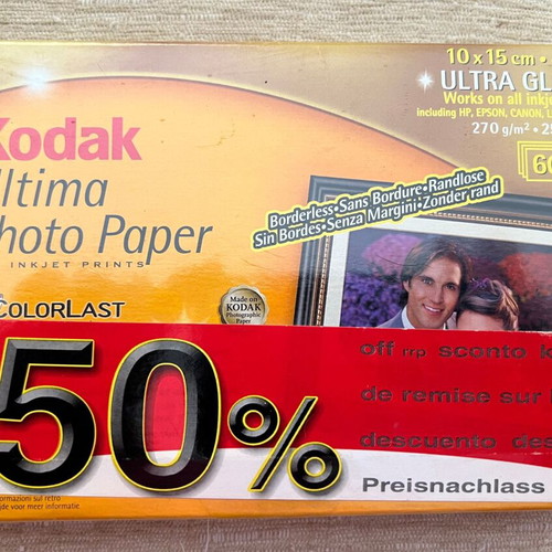 Kodak super glossy photo paper A6 60 sheets new