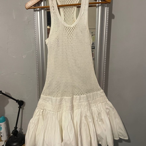 See By Chloe Cotton White Dress with Net and Ruffles like new, repaired defect