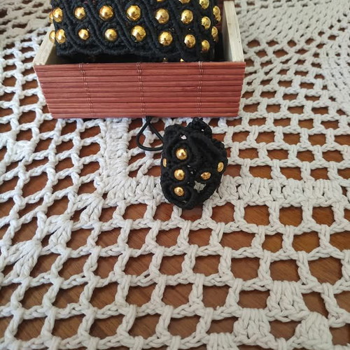 Bracelet and ring set black with gold details like new