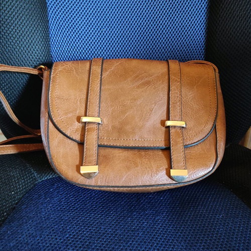 Leather women's shoulder bag used, light brown