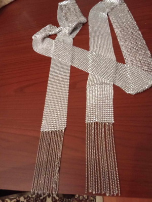 Vintage evening belt like new, silver with metallic texture