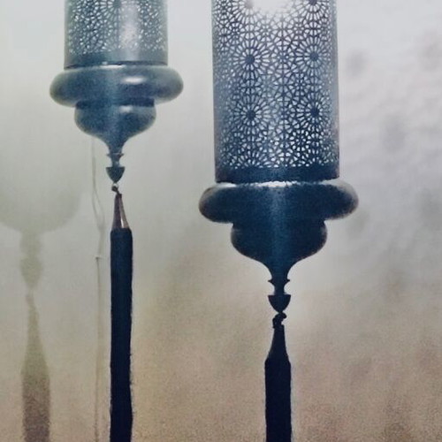 Pair of Moroccan style metal lights like new