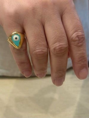 Gregio ring silver 925 gold plated with enamel, like new, turquoise and gold