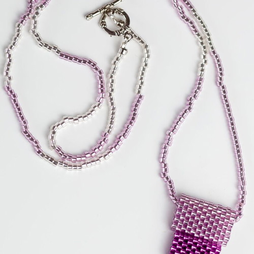 Custom-made necklace in purple and pink colors