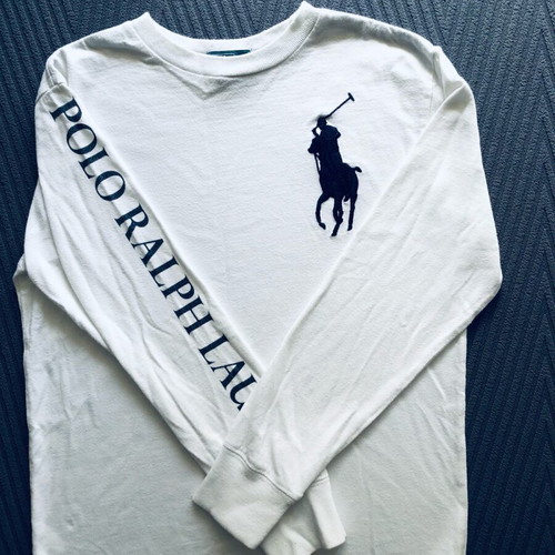 Ralph Lauren shirt used, unisex, size 8 years, white and blue