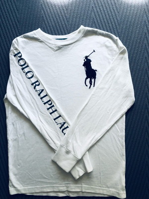 Ralph Lauren shirt used, unisex, size 8 years, white and blue