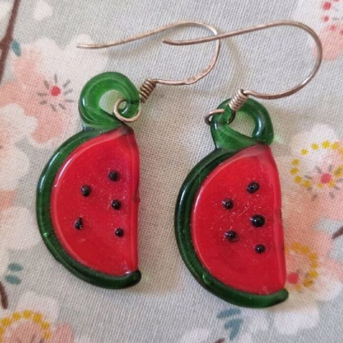 Watermelon earrings new, red and green dangle