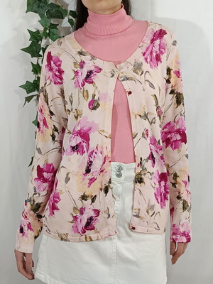 Punt Roma pink floral cardigan like new