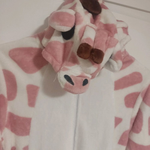 Onesie like new giraffe pattern, size 10 years, pink-white