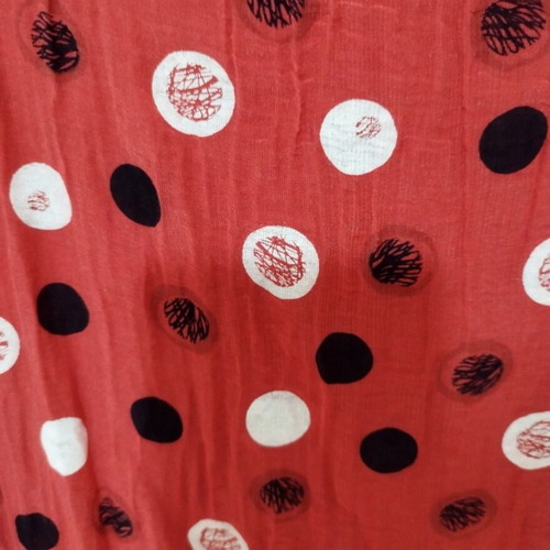 Polka dot sleeveless blouse with lace, red and white
