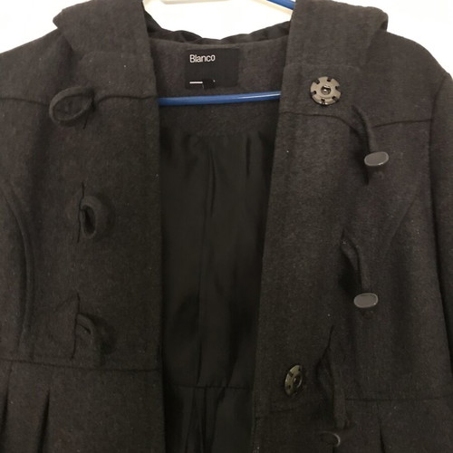 Women's gray coat with hood and pockets