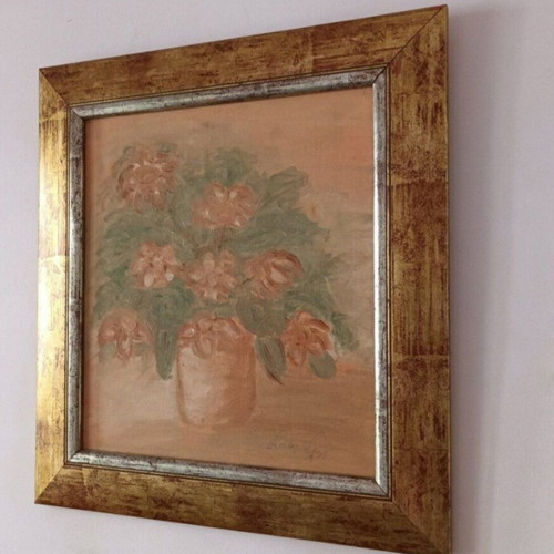 Painting used, signed, framed 46x43 cm