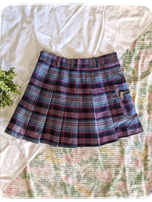 [price drop] Alternative mini skirt purple pleated checkered emo witch grunge