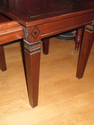 Side table used with drawer and brass knob, solid wood