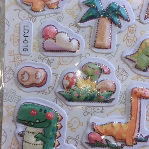 Pop-up dinosaur stickers new with metallic details