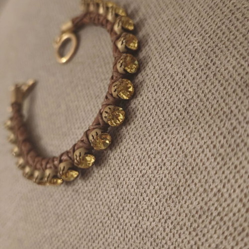 Bracelet brown with yellow strass