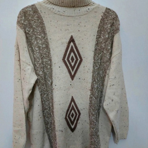 90s vintage oversized sweater, beige and brown