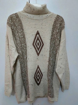 90s vintage oversized sweater, beige and brown