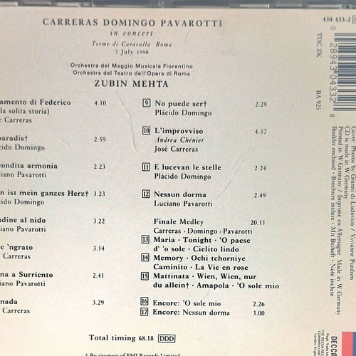 Carreras Domingo Pavarotti CD used, classical music
