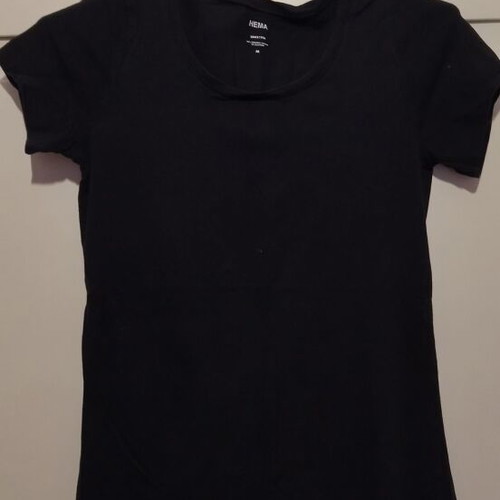 T-shirt black new, cotton elastic short sleeve size M