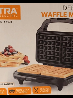 Petra Waffle Maker 2-Slot XL Black 900W Deep Fill new