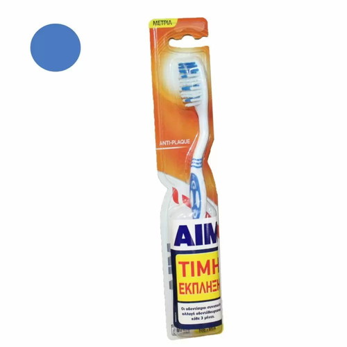 AIM Antiplaque toothbrush blue medium new