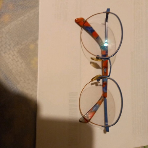 Prada blue eyeglass frame used with -3 diopter lenses
