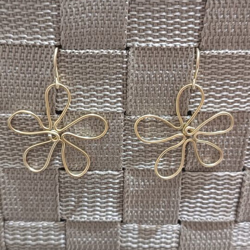 Flower earrings handmade, gold color, new