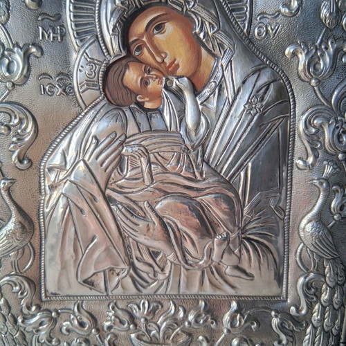 Silver icon of Panagia 950 grade, like new, 23×17cm