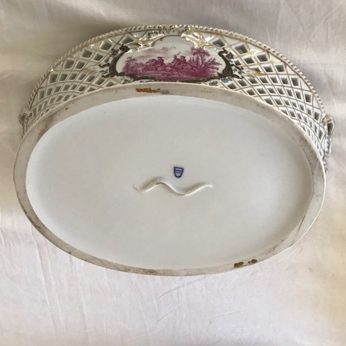 Royal Vienna porcelain basket used, hand-painted