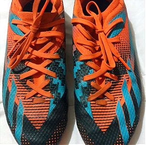 Original Adidas football boots black,orange,and light blue size 37