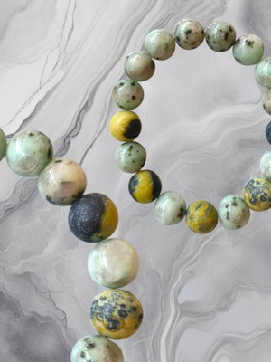 Handmade bracelet with Amazonite and Serpentine stones, new