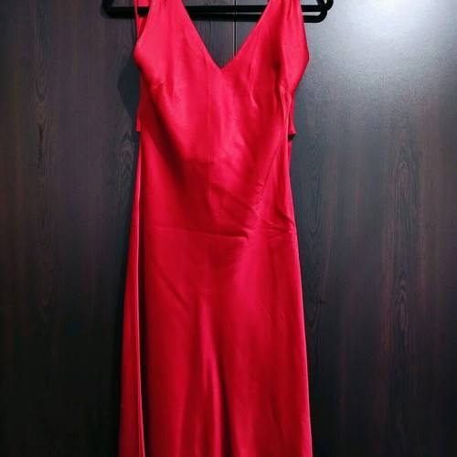 Lussile women's evening dress like new, red satin, formal