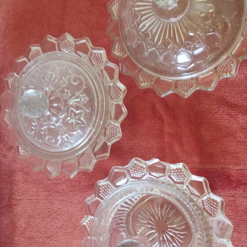 Glass candy dishes with plates from the 1950s like new