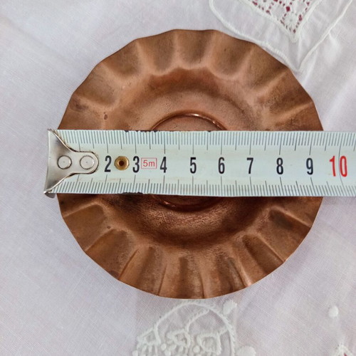 Vintage copper plates used, set of 2, pleated edge